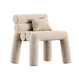 Beige Velvet Accent Chair